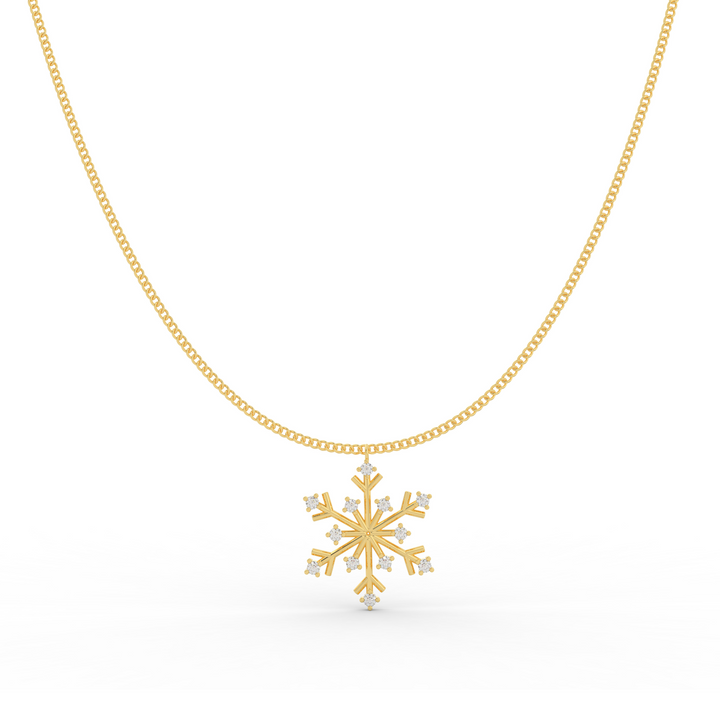 Crystal Snowflake Charm Pendant With Chain - Hallmarked 925 Sterling Silver