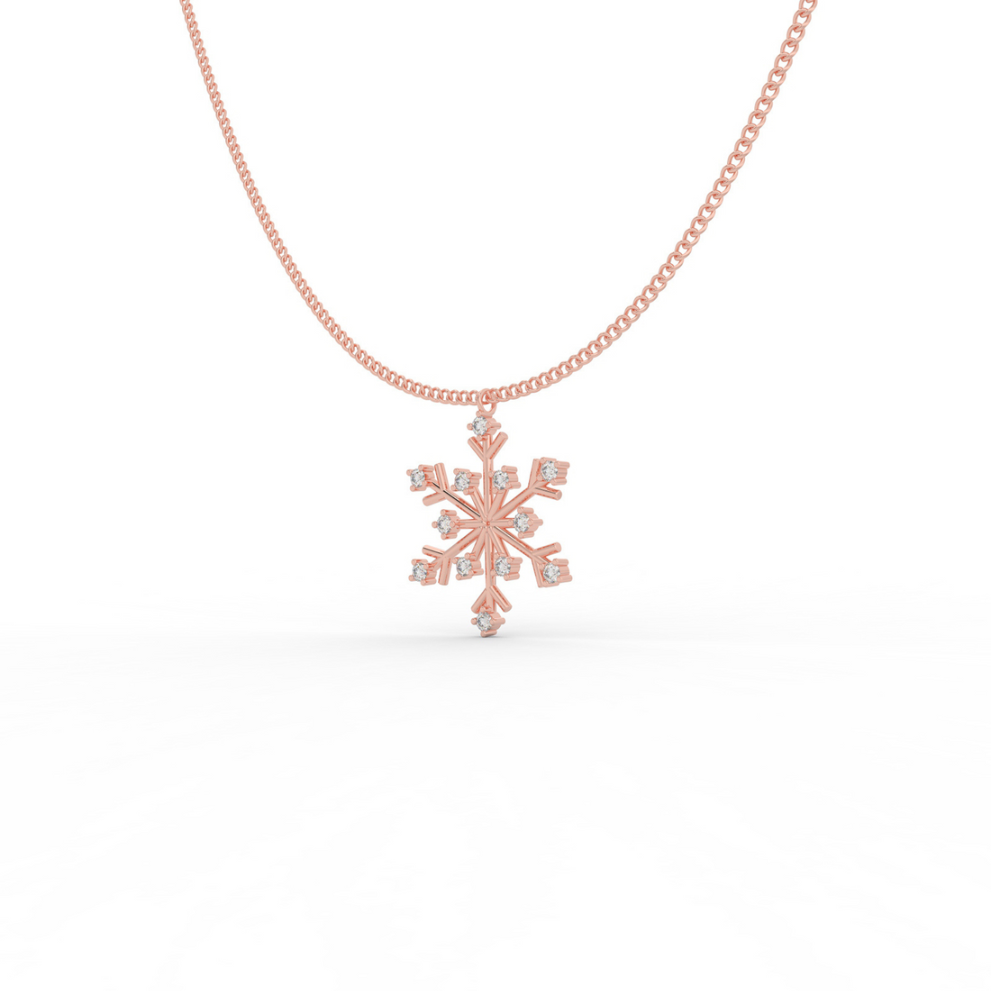 Crystal Snowflake Charm Pendant With Chain - Hallmarked 925 Sterling Silver