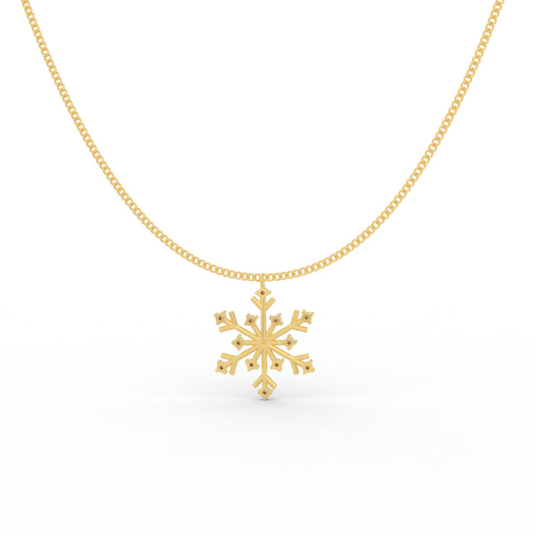 Crystal Snowflake Charm Pendant With Chain - Hallmarked 925 Sterling Silver