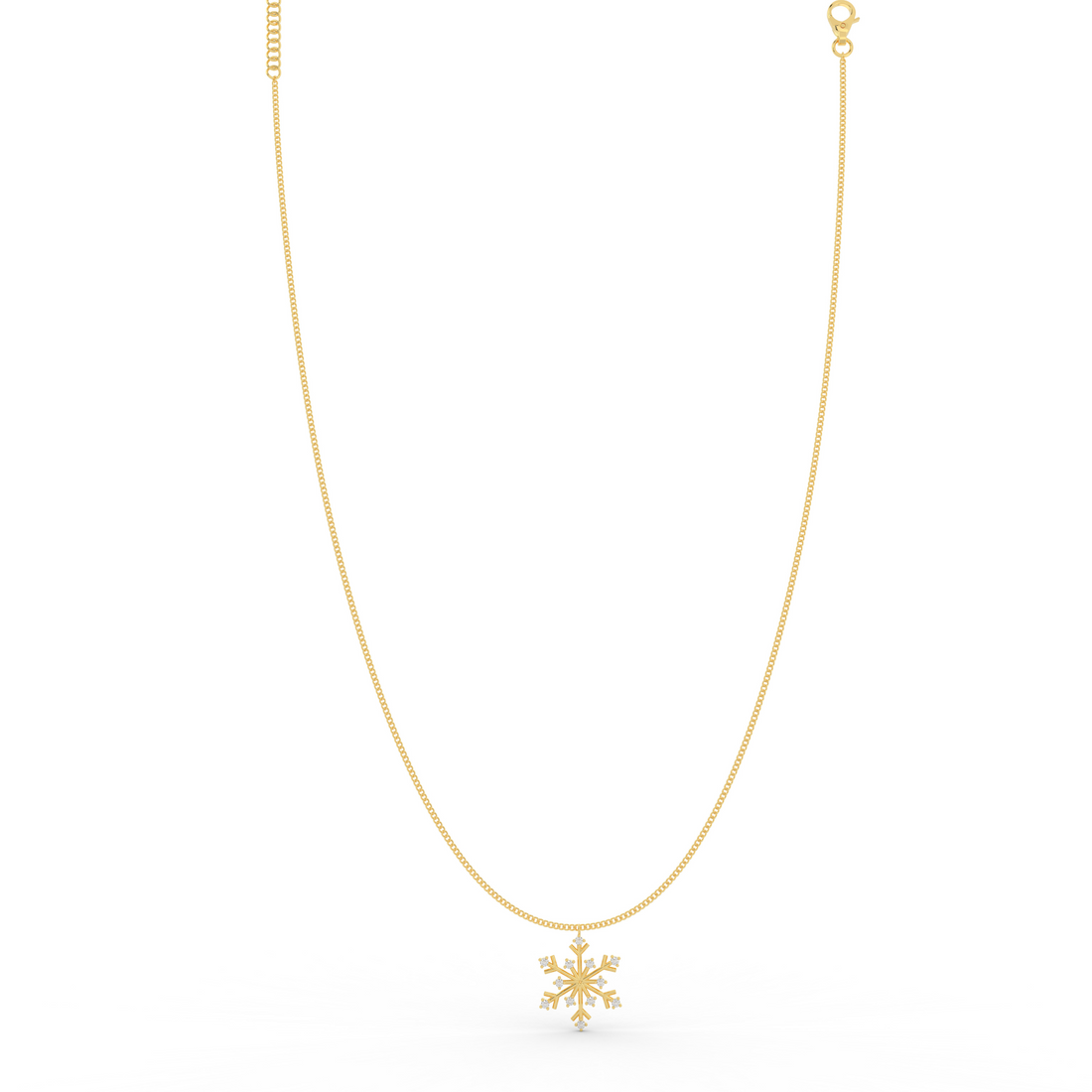 Crystal Snowflake Charm Pendant With Chain - Hallmarked 925 Sterling Silver