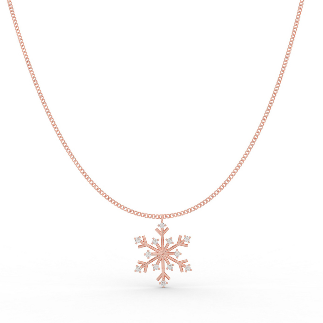 Crystal Snowflake Charm Pendant With Chain - Hallmarked 925 Sterling Silver
