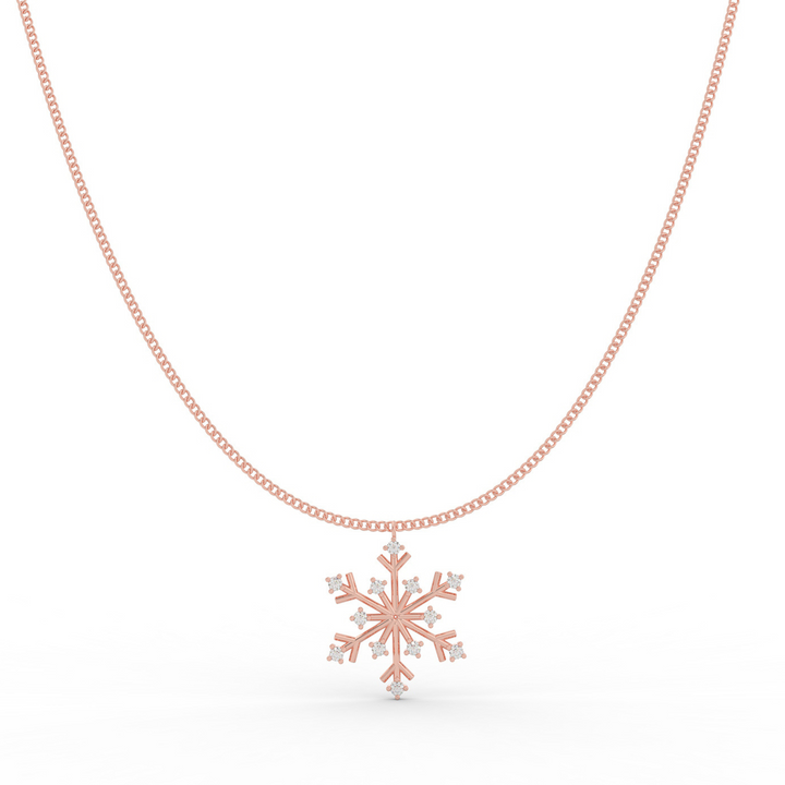 Crystal Snowflake Charm Pendant With Chain - Hallmarked 925 Sterling Silver