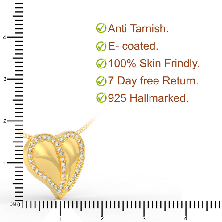 Cute Heart Shaped Pendant With Chain- Hallmarked 925 Sterling Silver