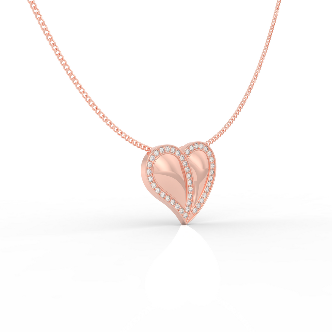 Cute Heart Shaped Pendant With Chain- Hallmarked 925 Sterling Silver