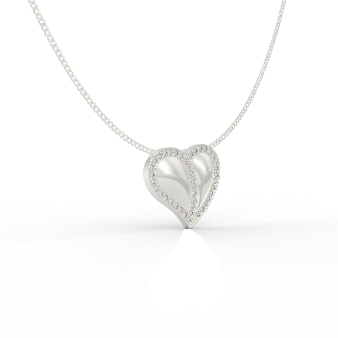 Cute Heart Shaped Pendant With Chain - Hallmarked 925 Sterling Silver
