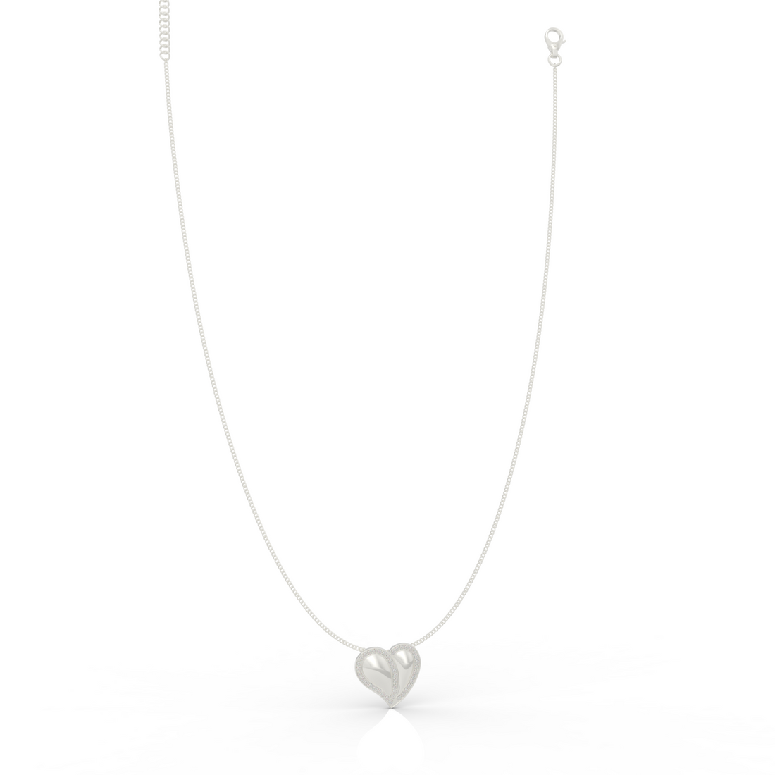 Cute Heart Shaped Pendant With Chain - Hallmarked 925 Sterling Silver
