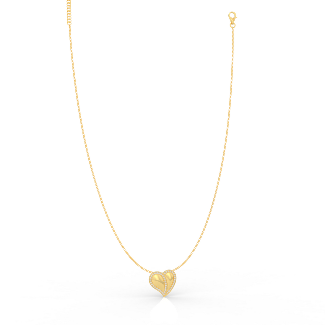 Cute Heart Shaped Pendant With Chain- Hallmarked 925 Sterling Silver