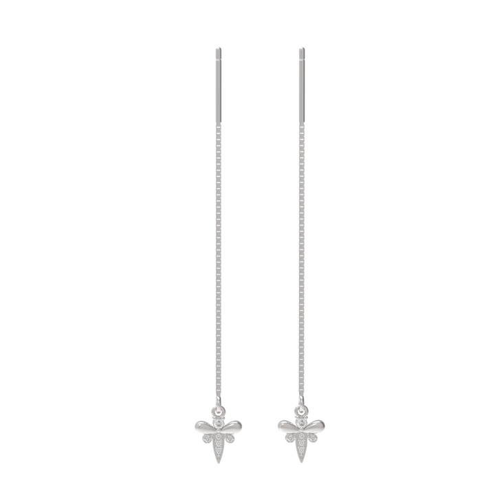 Cute Insect Bee Threader Drop Earrings, Hallmarked 925 Sterling Silver