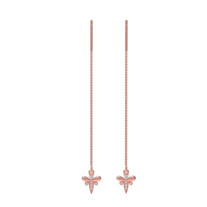 Cute Insect Bee Threader Drop Earrings, Hallmarked 925 Sterling Silver
