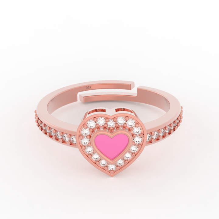 Dainty Heart Shaped Ring – Hallmarked 925 Sterling Silver Rose Gold Plated | Elegant & Romantic Jewelry