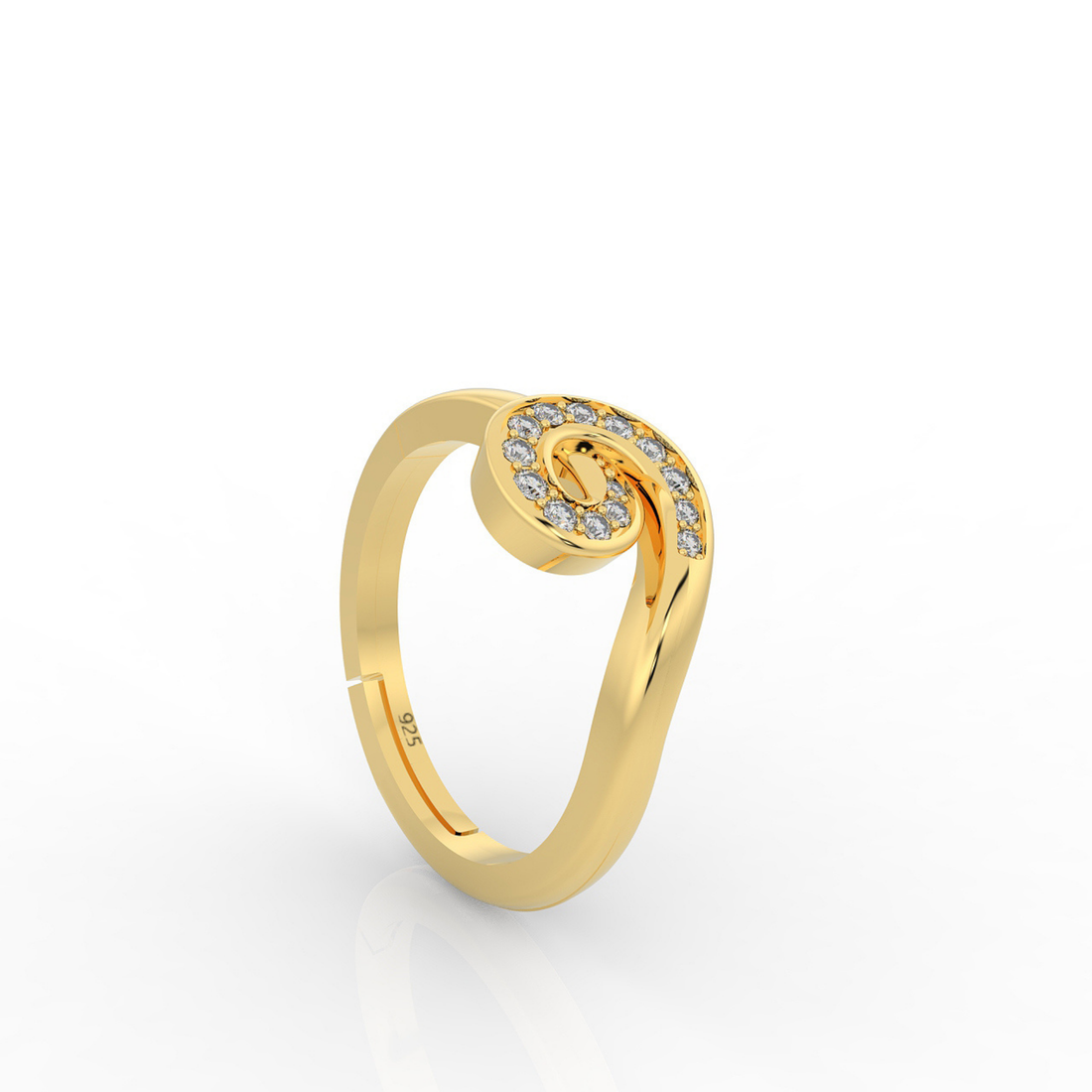 Dazzling Round Solitaire Engagement Ring, Hallmarked 925 Sterling Silver Yellow Gold