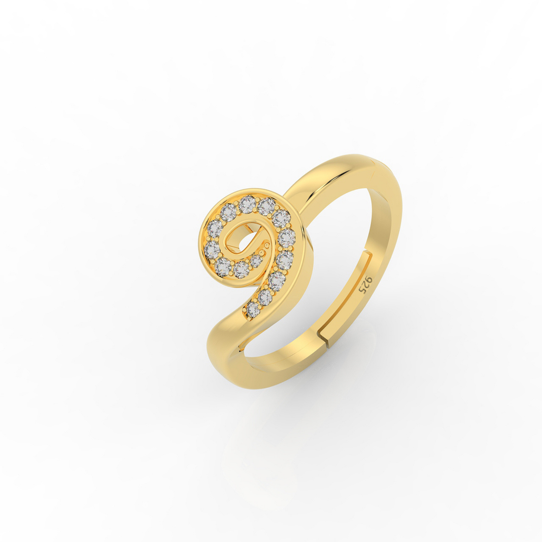 Dazzling Round Solitaire Engagement Ring, Hallmarked 925 Sterling Silver Yellow Gold