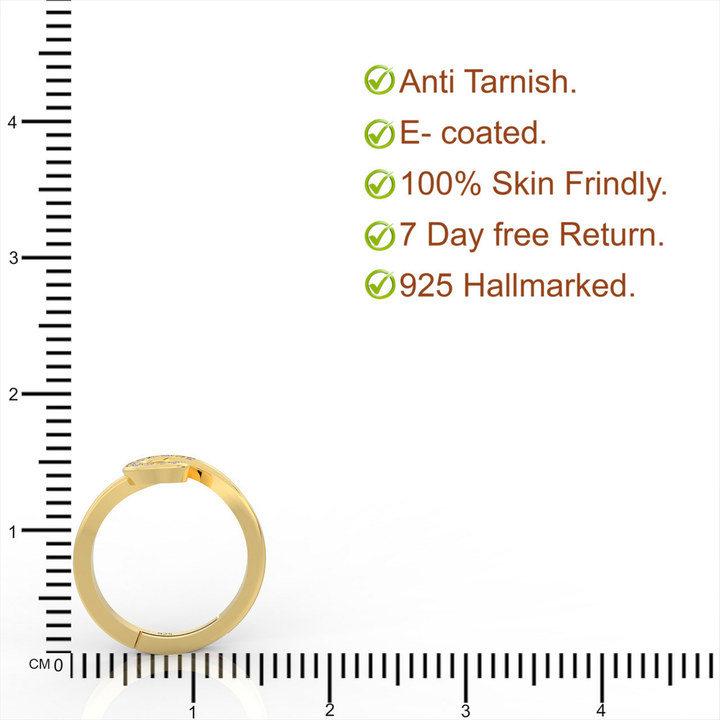 Dazzling Round Solitaire Engagement Ring, Hallmarked 925 Sterling Silver Yellow Gold