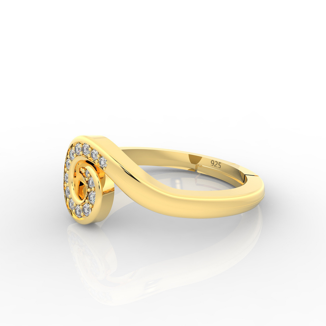 Dazzling Round Solitaire Engagement Ring, Hallmarked 925 Sterling Silver Yellow Gold
