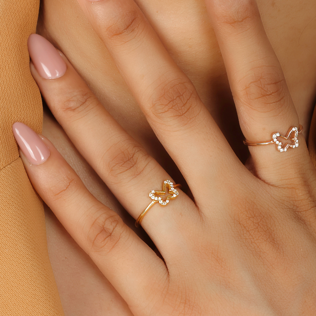 Delicate Butterfly on the Top Ring – Hallmarked 925 Sterling Silver Rose Gold Plated | Graceful & Elegant Jewelry