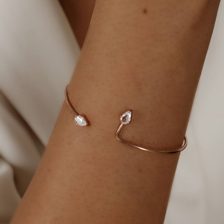 Designer Tear Cuff Bangle Bracelet For Her, Hallmarked 925 Sterling Silver