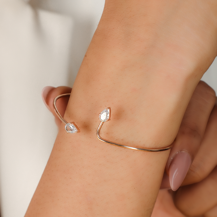 Designer Tear Cuff Bangle Bracelet For Her, Hallmarked 925 Sterling Silver