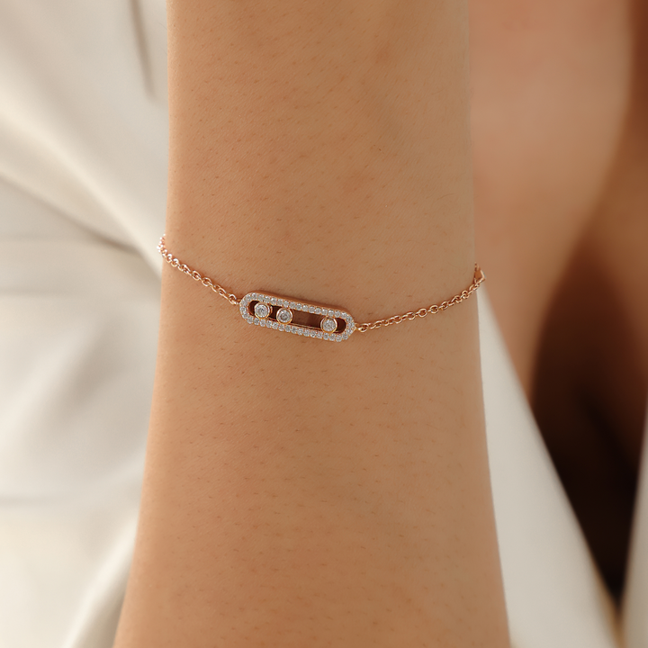 Diamond Fanced Chain Bracelet For Diwali Gifting, Hallmarked 925 Sterling Silver