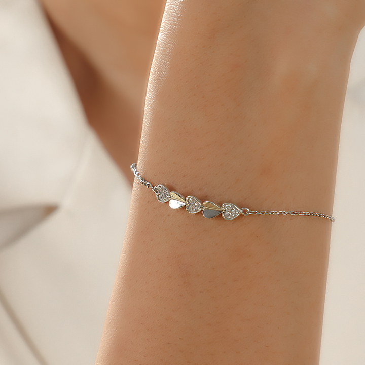 Heart Cut Chain Bracelet For Girlfriend, Hallmarked 925 Sterling Silver