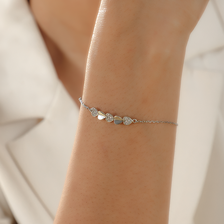 Heart Cut Chain Bracelet For Girlfriend, Hallmarked 925 Sterling Silver