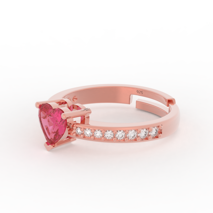 Heart Cut Ruby Proposal Ring, Hallmarked 925 Sterling Silver