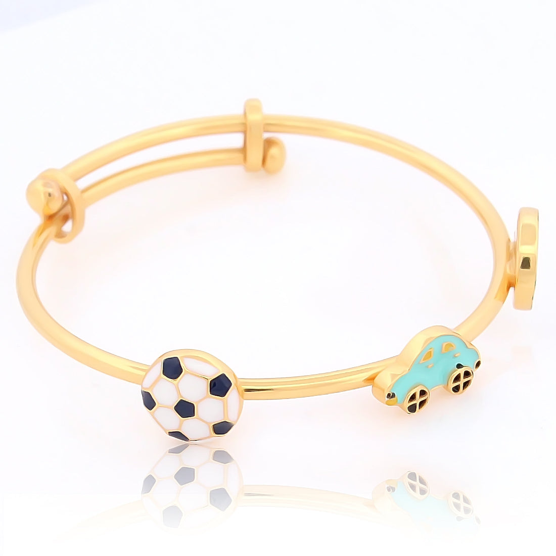Ball Car Evil Eye Bracelet Kada for Kids – 18KT Gold Plated | 925 Sterling Silver | Protection & Style