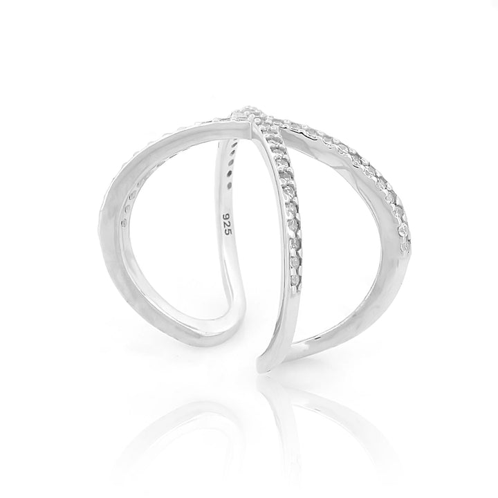 Bold Statement Crisscross Ring- Hallmarked 925 Sterling Silver