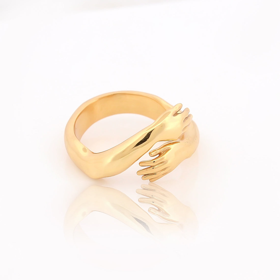 925 Sterling Silver Ring Classic Warm Hug Silver Gold Plated Adjustable Ring