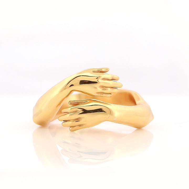 925 Sterling Silver Ring Classic Warm Hug Silver Gold Plated Adjustable Ring