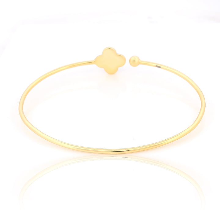 925 Sterling Silver Clover leaf Black Enamel Gold Plated Bracelet