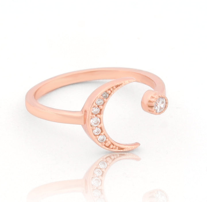 Moon And Sun Ring- Rose Gold Plated Hallmarked 925 Sterling Silver Ring