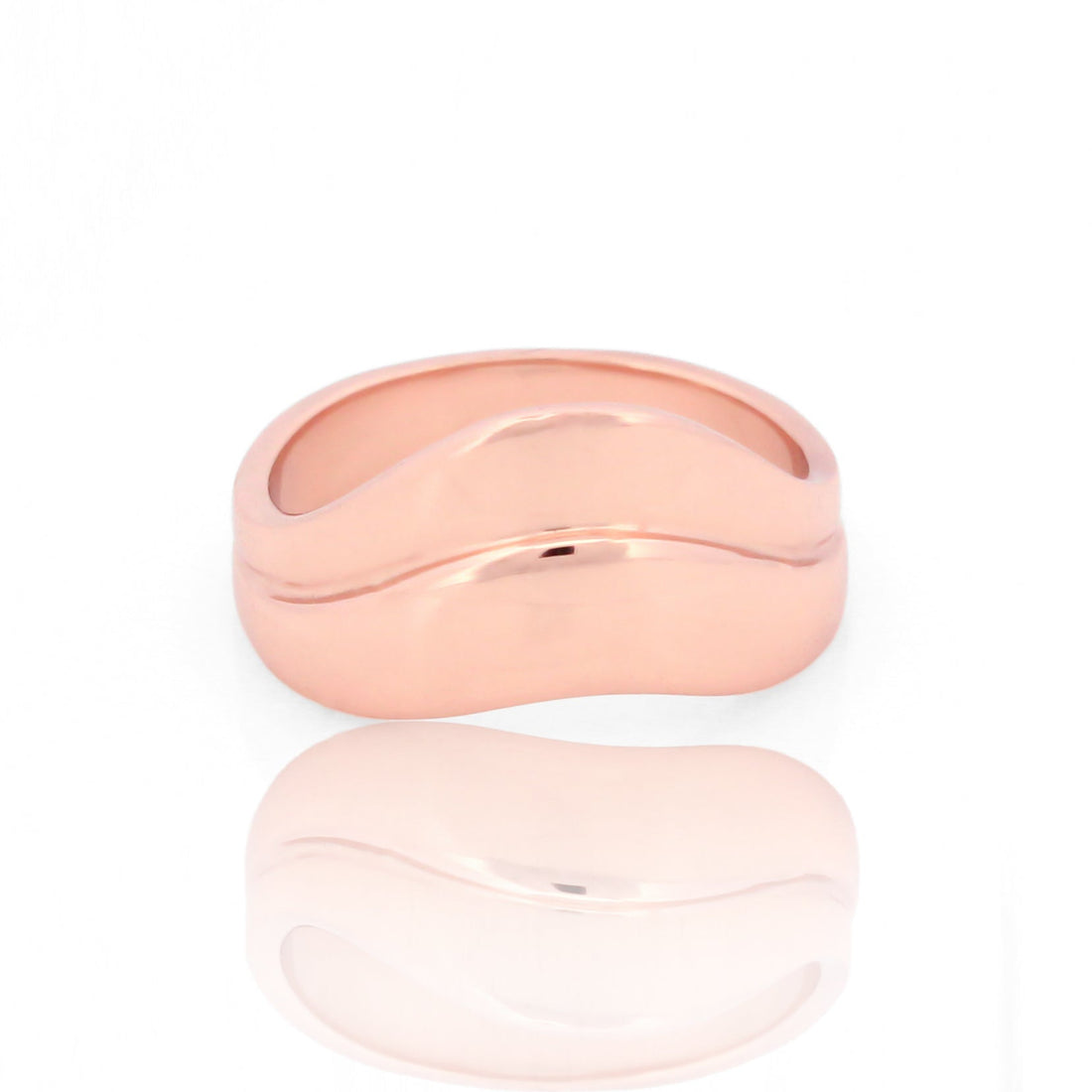 Boho Chunky Wavy Everyday Wear Ring, Hallmarked 925 Sterling Silver Rose Gold