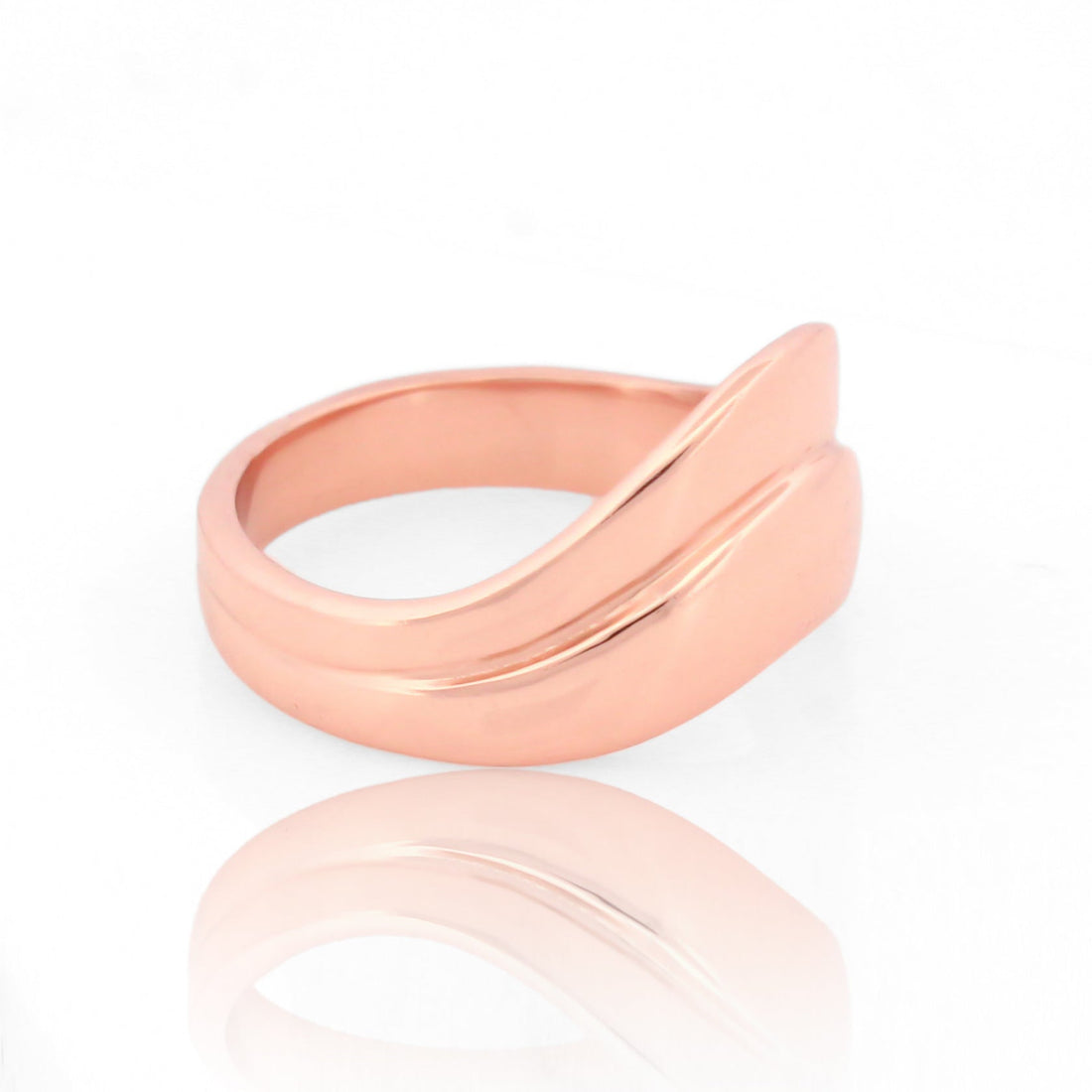 Boho Chunky Wavy Everyday Wear Ring, Hallmarked 925 Sterling Silver Rose Gold