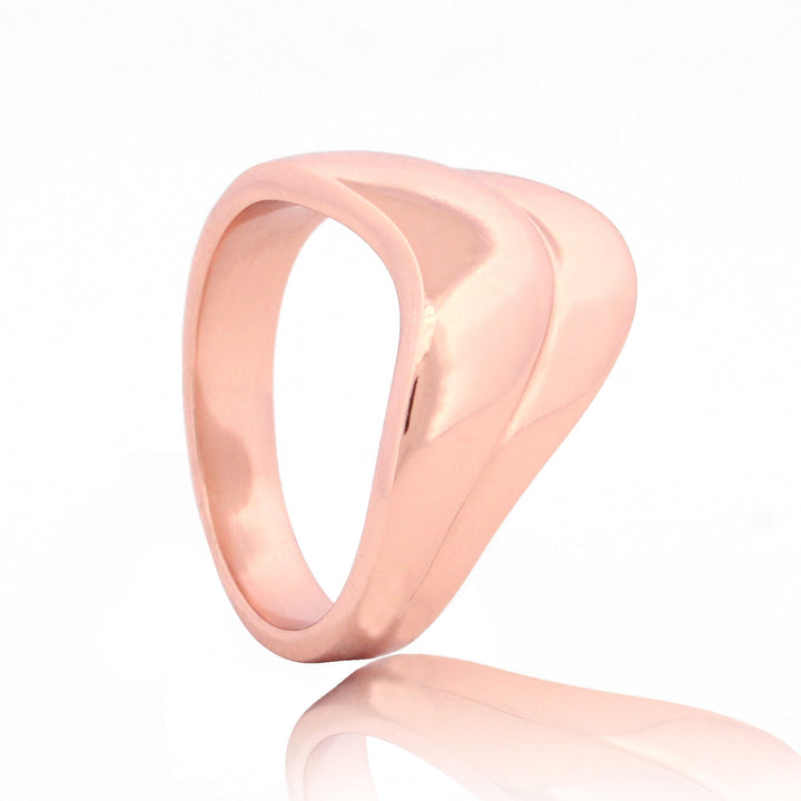 Boho Chunky Wavy Everyday Wear Ring, Hallmarked 925 Sterling Silver Rose Gold