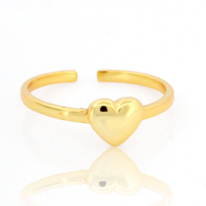 Valentine Heart Shape Tiny Promise Ring – Hallmarked 925 Sterling Silver Yellow Gold Plated | Elegant Party Wear Jewelry
