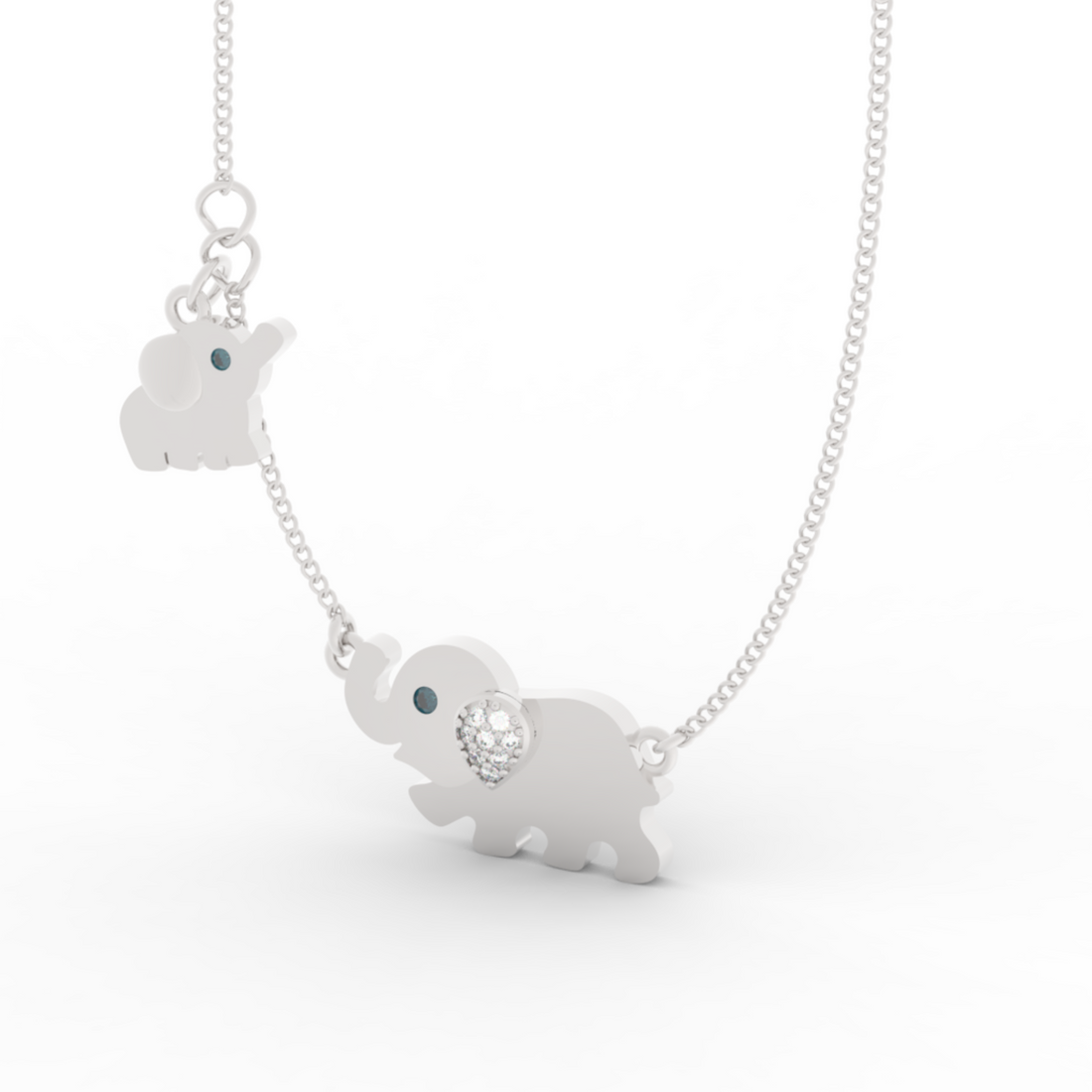 Jumbo Elephant Pendant Necklace, Hallmarked 925 Sterling Silver