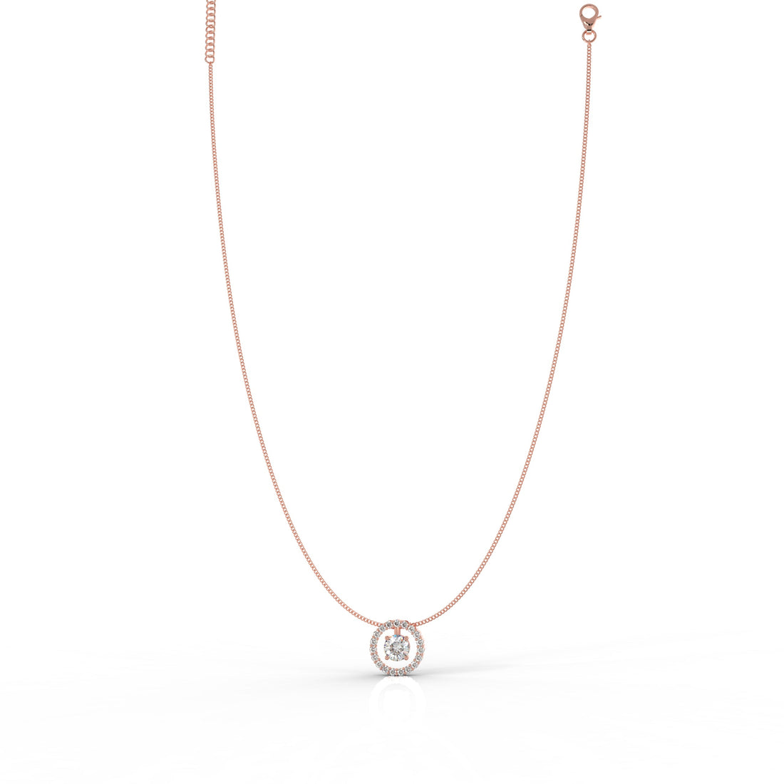 Dazzling Solitaire Circle Shaped Pendant With Chain- Hallmarked 925 Sterling Silver
