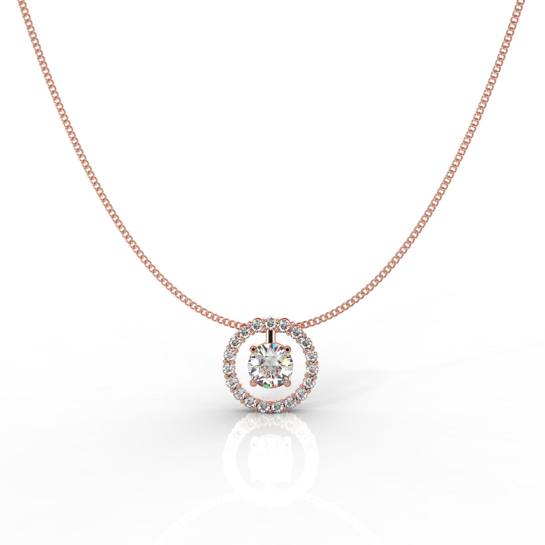 Dazzling Solitaire Circle Shaped Pendant With Chain- Hallmarked 925 Sterling Silver