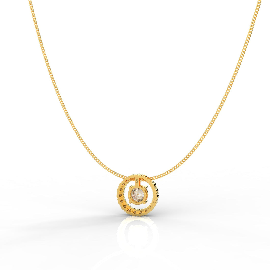 Dazzling Solitaire Circle Shaped Pendant With Chain- Hallmarked 925 Sterling Silver