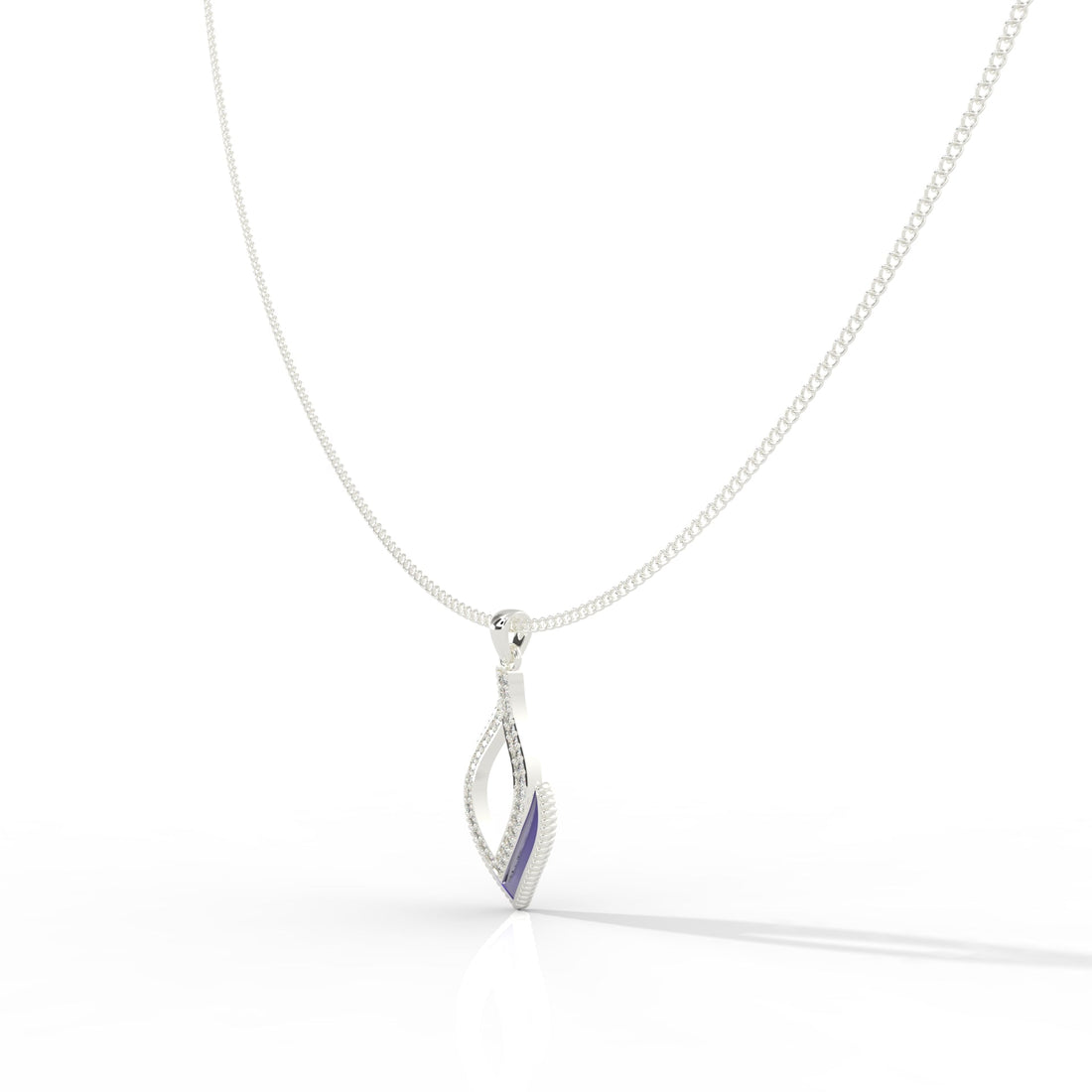 Eye Catching Tear Drop Charm With Chain, Hallmarked 925 Sterling Silver
