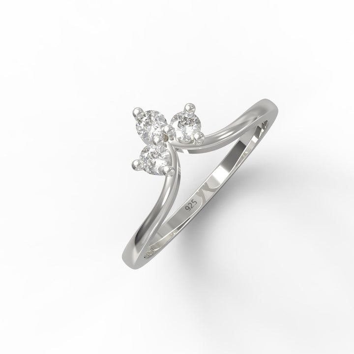 Tiny Crystal Ring for Her – Hallmarked 925 Sterling Silver White Gold Plated | Elegant & Delicate Jewelry