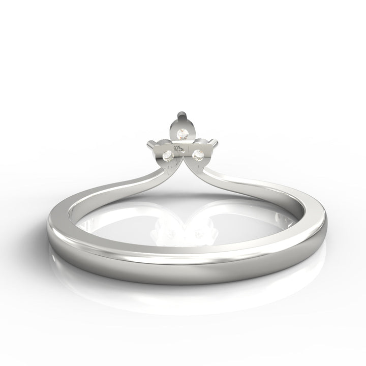 Tiny Crystal Ring for Her – Hallmarked 925 Sterling Silver White Gold Plated | Elegant & Delicate Jewelry