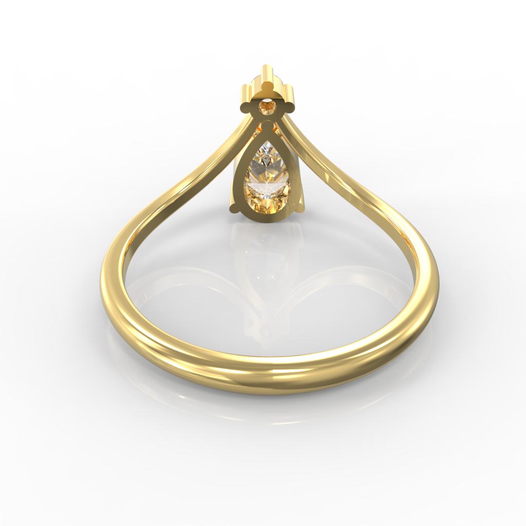 Asymmetric Pear Chevron Engagement Ring – Hallmarked 925 Sterling Silver Yellow Gold Plated | Unique & Elegant Jewelry