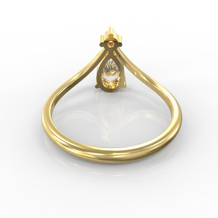 Asymmetric Pear Chevron Engagement Ring – Hallmarked 925 Sterling Silver Yellow Gold Plated | Unique & Elegant Jewelry