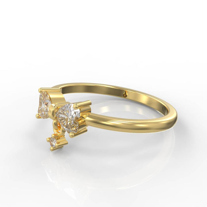 Sparkling Bow Charm Engagement Ring – Hallmarked 925 Sterling Silver Yellow Gold Plated | Elegant & Romantic Jewelry
