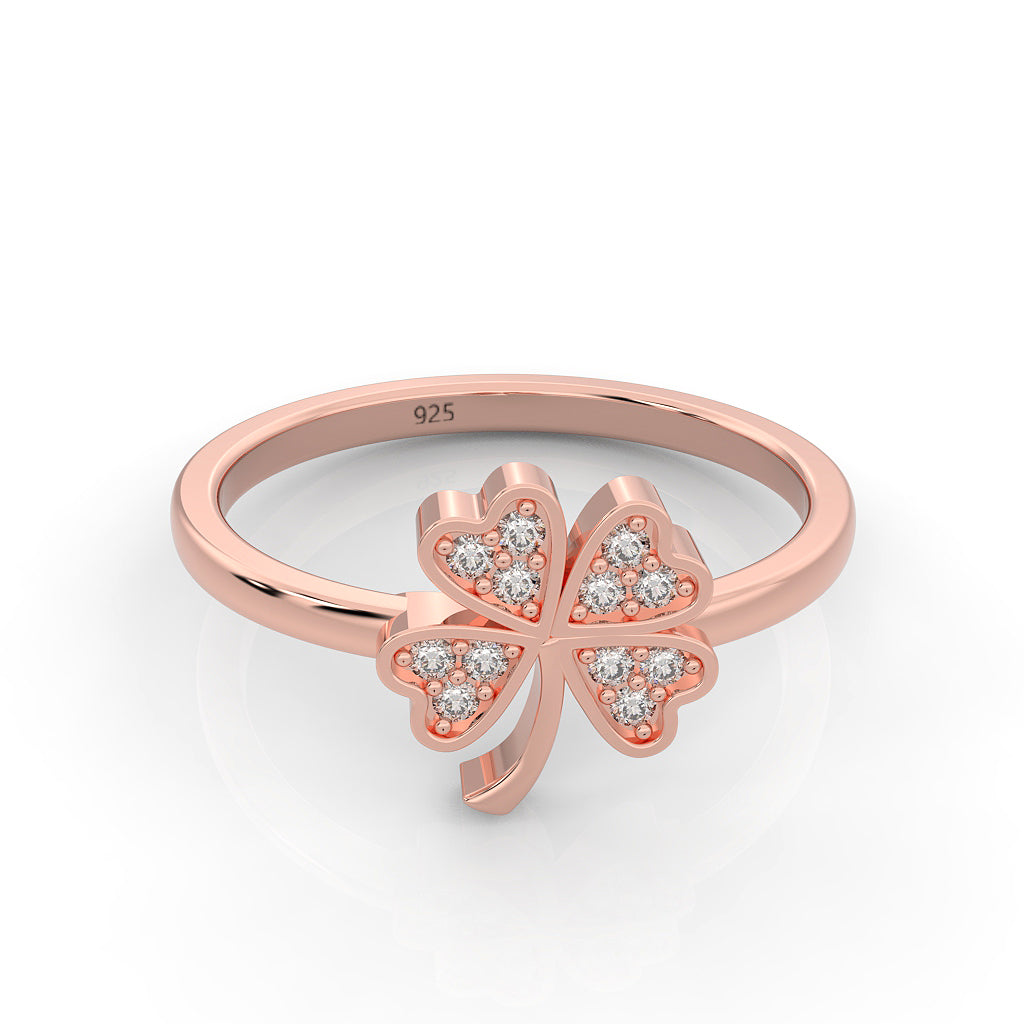 Palm Leaf Shape Dainty Stacking Ring – Hallmarked 925 Sterling Silver Rose Gold Plated | Elegant & Chic Jewelry
