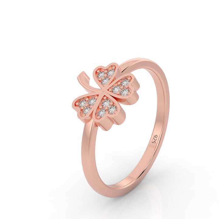 Palm Leaf Shape Dainty Stacking Ring – Hallmarked 925 Sterling Silver Rose Gold Plated | Elegant & Chic Jewelry
