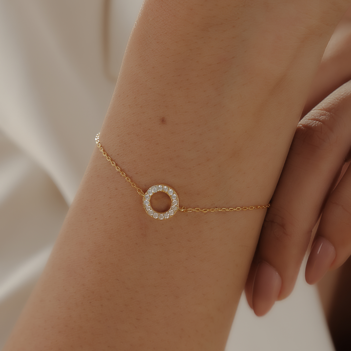 Open Circle Chain Bracelet For Her, Hallmarked 925 Sterling Silver