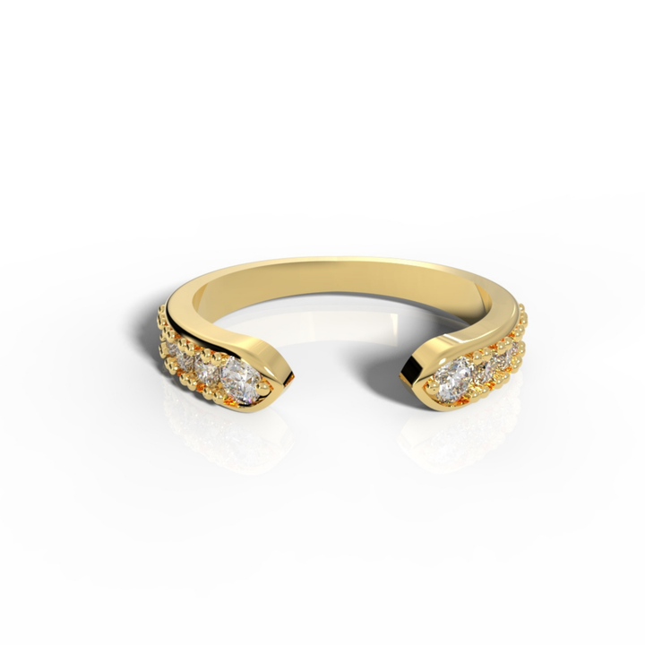 Open Cuff Engagement Band Ring, Hallmarked 925 Sterling Silver Yellow Gold