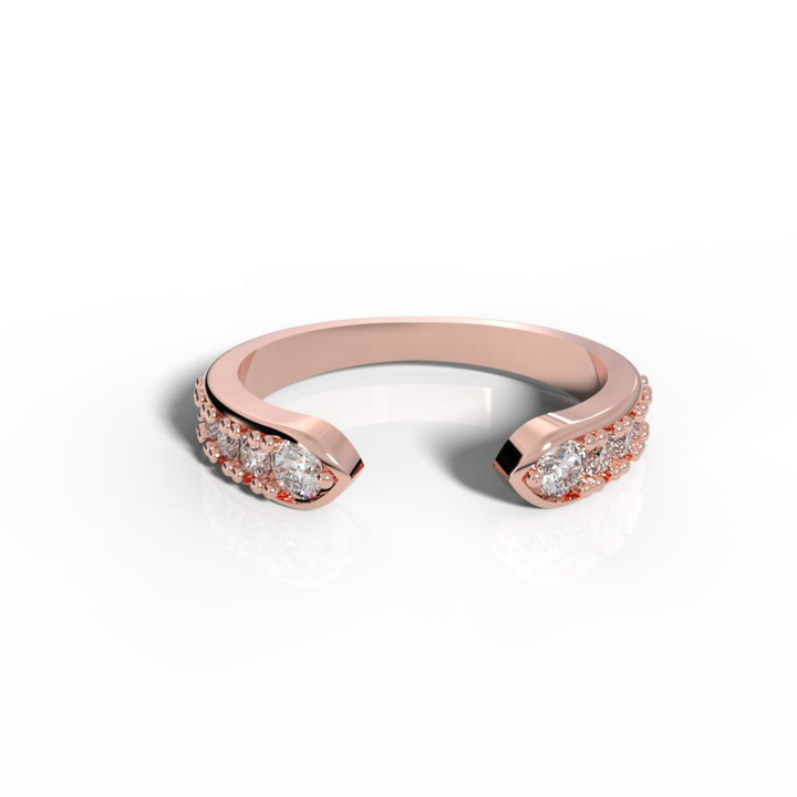 Open Cuff Engagement Band Ring Rose Gold Plated, Hallmarked 925 Sterling Silver Rose Gold
